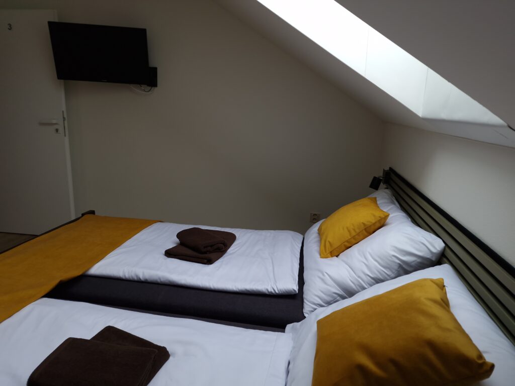 Two beds and TV in an apartment
